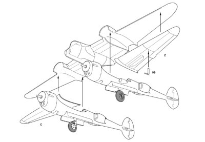 Model letiunu 1/48 P-38J USAF