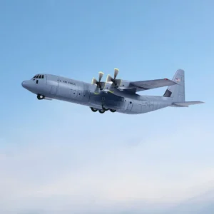 Plastikový model letounu C-130J v měřítku 1:144.