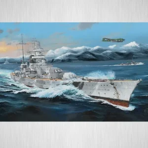 Plastikový model lodi Scharnhorst v měřítku 1:200.