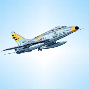 Plastikový model letounu F-100 v měřítku 1:32.