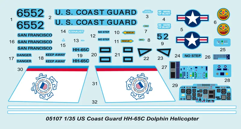 Model vrtulniku US Coast Guard HH-65C Dolphin Helicopter
